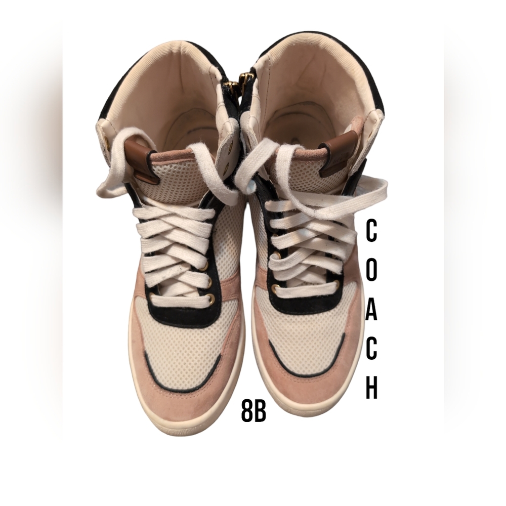 Coach women's‎ high top pink white black 8B
